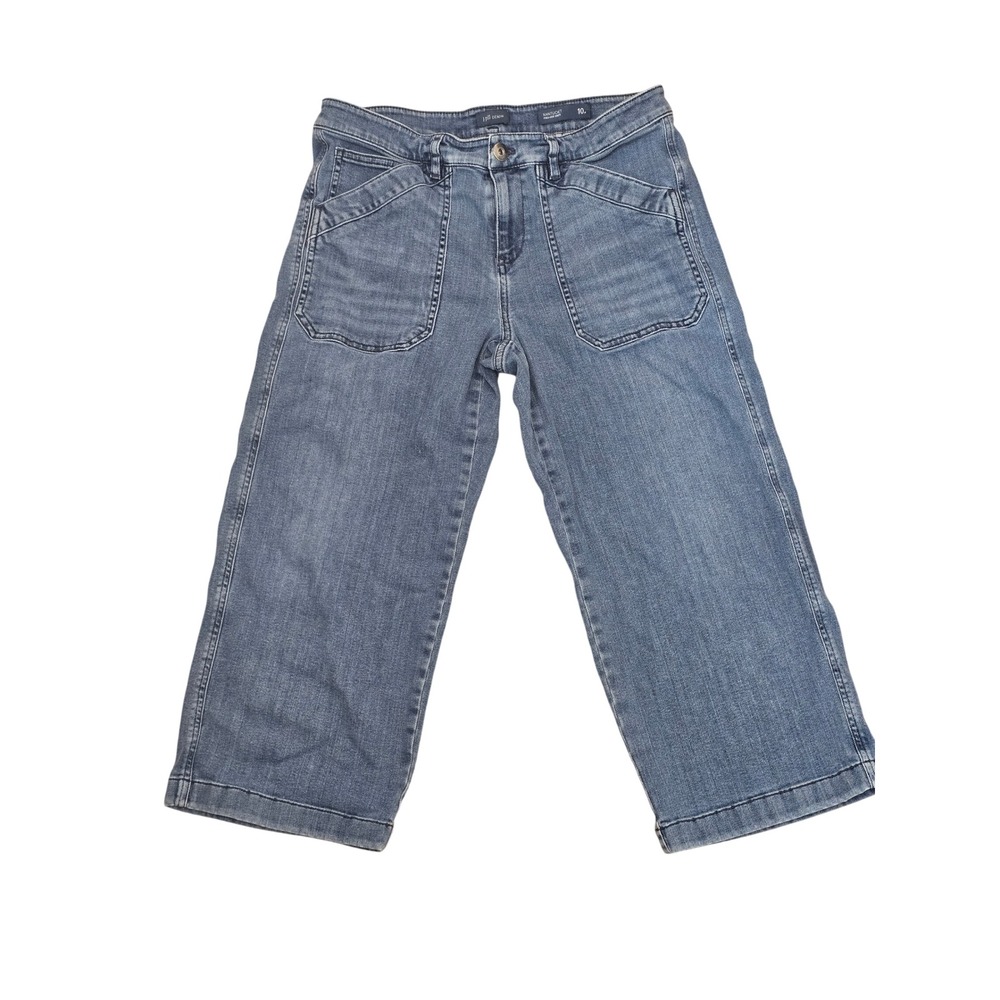 J. Jill Nantucket Full-Leg Crop Jeans Blue Denim Wide Leg Size 10P High Rise